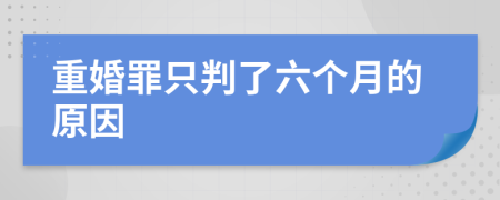 重婚罪只判了六个月的原因