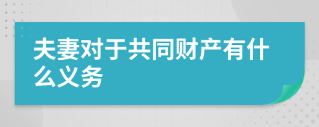 夫妻对于共同财产有什么义务