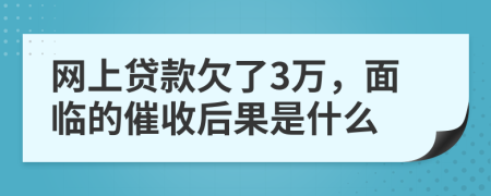 网上贷款欠了3万，面临的催收后果是什么