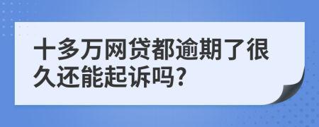 十多万网贷都逾期了很久还能起诉吗?