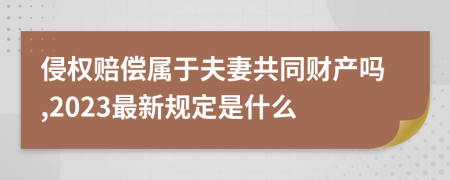 侵权赔偿属于夫妻共同财产吗,2023最新规定是什么