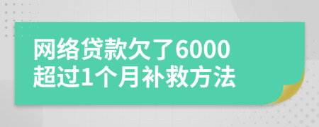网络贷款欠了6000超过1个月补救方法