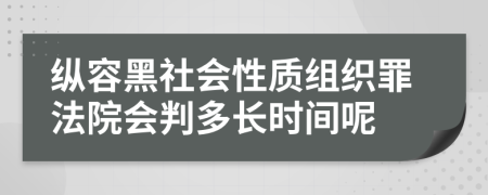 纵容黑社会性质组织罪法院会判多长时间呢