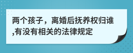 两个孩子，离婚后抚养权归谁,有没有相关的法律规定