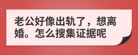 老公好像出轨了，想离婚。怎么搜集证据呢