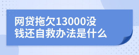 网贷拖欠13000没钱还自救办法是什么