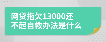 网贷拖欠13000还不起自救办法是什么