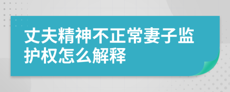 丈夫精神不正常妻子监护权怎么解释