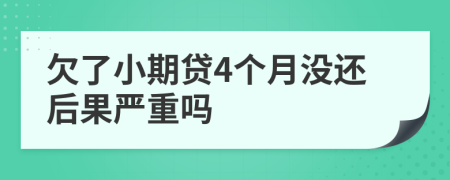 欠了小期贷4个月没还后果严重吗