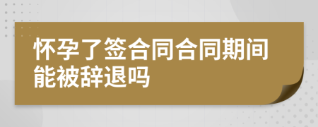 怀孕了签合同合同期间能被辞退吗