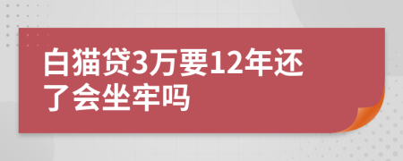 白猫贷3万要12年还了会坐牢吗