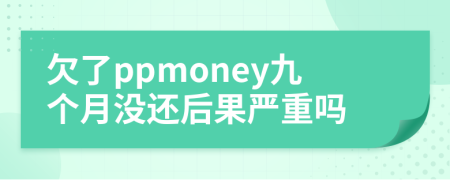 欠了ppmoney九个月没还后果严重吗
