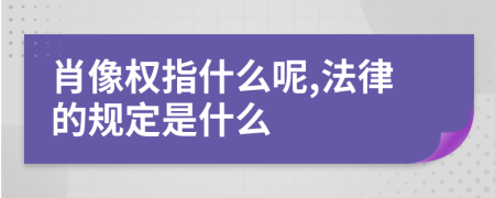 肖像权指什么呢,法律的规定是什么