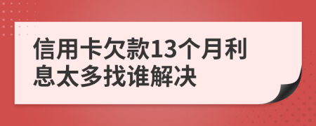 信用卡欠款13个月利息太多找谁解决