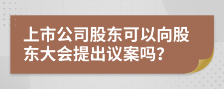 上市公司股东可以向股东大会提出议案吗？