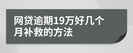 网贷逾期19万好几个月补救的方法
