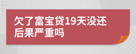 欠了富宝贷19天没还后果严重吗