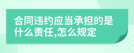 合同违约应当承担的是什么责任,怎么规定