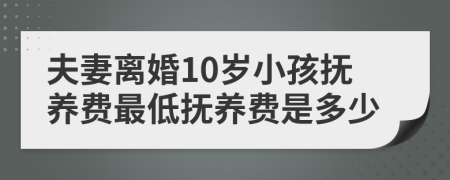 夫妻离婚10岁小孩抚养费最低抚养费是多少
