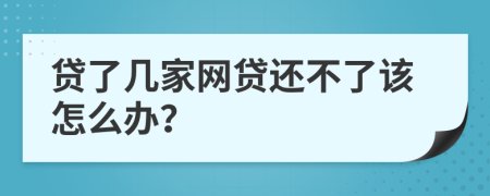 贷了几家网贷还不了该怎么办？