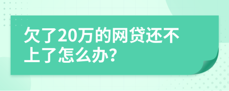 欠了20万的网贷还不上了怎么办？