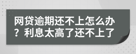 网贷逾期还不上怎么办？利息太高了还不上了