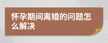 怀孕期间离婚的问题怎么解决