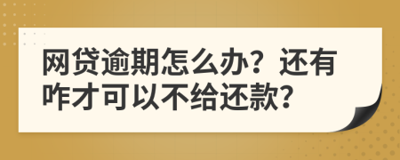 网贷逾期怎么办？还有咋才可以不给还款？
