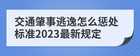 交通肇事逃逸怎么惩处标准2023最新规定