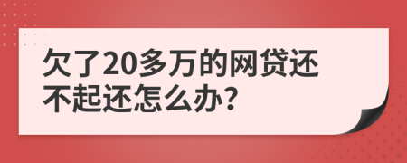 欠了20多万的网贷还不起还怎么办？