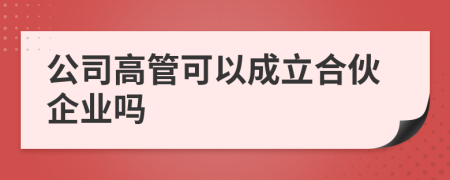 公司高管可以成立合伙企业吗