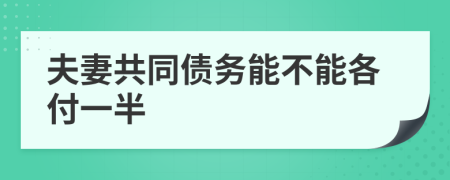 夫妻共同债务能不能各付一半