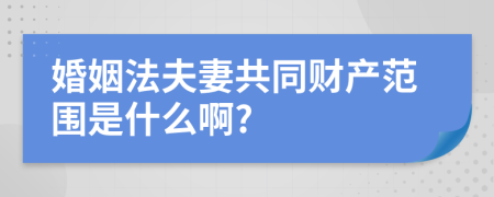 婚姻法夫妻共同财产范围是什么啊?