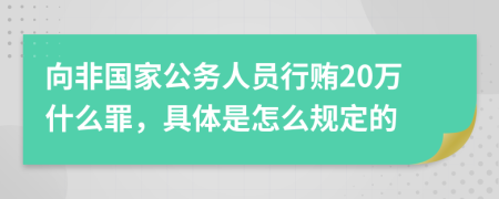 向非国家公务人员行贿20万什么罪，具体是怎么规定的