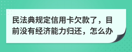 民法典规定信用卡欠款了，目前没有经济能力归还，怎么办