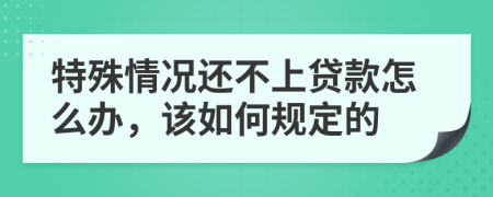 特殊情况还不上贷款怎么办，该如何规定的