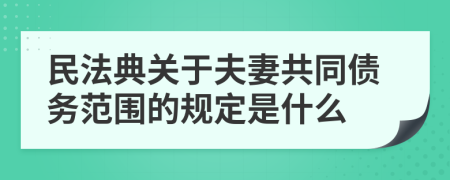 民法典关于夫妻共同债务范围的规定是什么