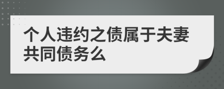 个人违约之债属于夫妻共同债务么