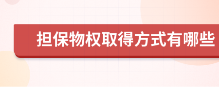 担保物权取得方式有哪些