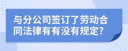 与分公司签订了劳动合同法律有有没有规定?