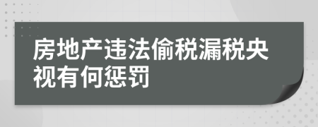 房地产违法偷税漏税央视有何惩罚