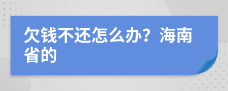 欠钱不还怎么办？海南省的