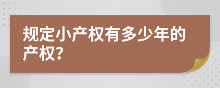 规定小产权有多少年的产权？