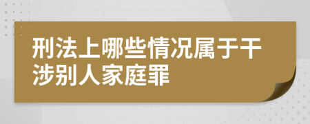 刑法上哪些情况属于干涉别人家庭罪