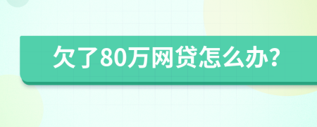 欠了80万网贷怎么办？