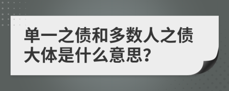 单一之债和多数人之债大体是什么意思？