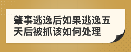 肇事逃逸后如果逃逸五天后被抓该如何处理