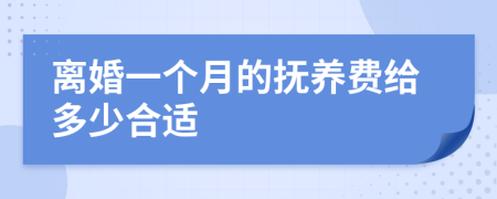 离婚一个月的抚养费给多少合适