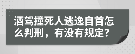 酒驾撞死人逃逸自首怎么判刑，有没有规定？