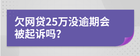 欠网贷25万没逾期会被起诉吗？